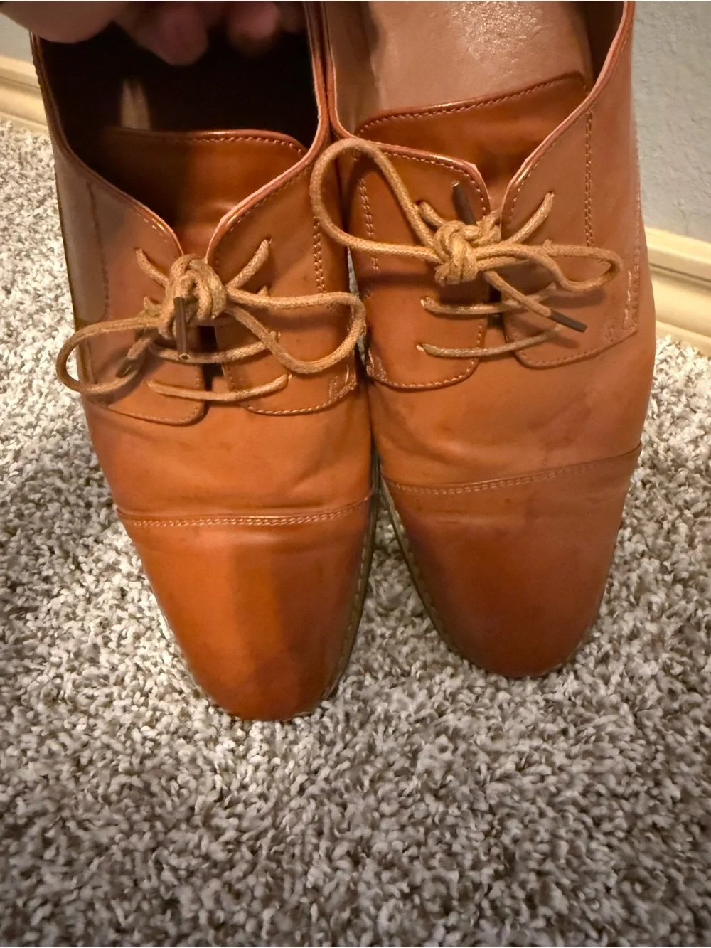 Men's Leather Cap-Toe Derby Shoes - Tan